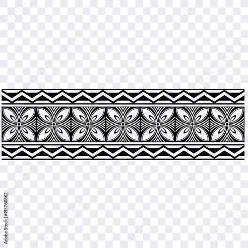 Polynesian pattern tribal tattoo border. Tribal  tattoo geometric fore arm samoan band.Tattoo eps forearm samoan bracelet. Fabric seamless isolated hawaiian pattern on white background.