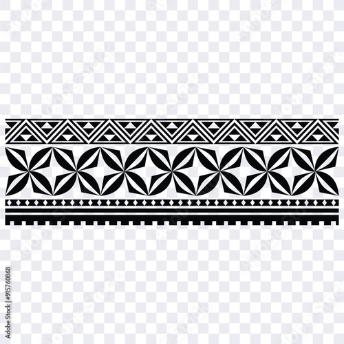 Polynesian pattern tribal tattoo border. Tribal  tattoo geometric fore arm samoan band.Tattoo eps forearm samoan bracelet. Fabric seamless isolated hawaiian pattern on white background.