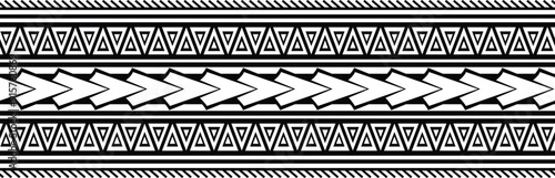 Polynesian pattern tribal tattoo border. Tribal  tattoo geometric fore arm samoan band.Tattoo eps forearm samoan bracelet. Fabric seamless isolated hawaiian pattern on white background.