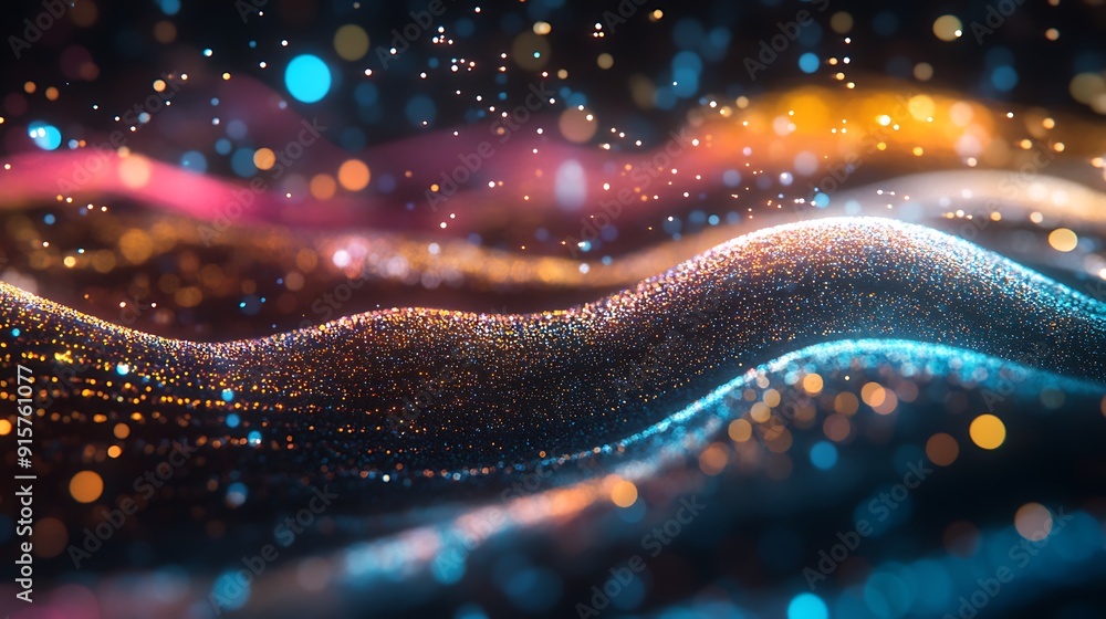 Abstract Glittering Waves with Blurry Lights Abstract Glittering Waves with Blurry Lights