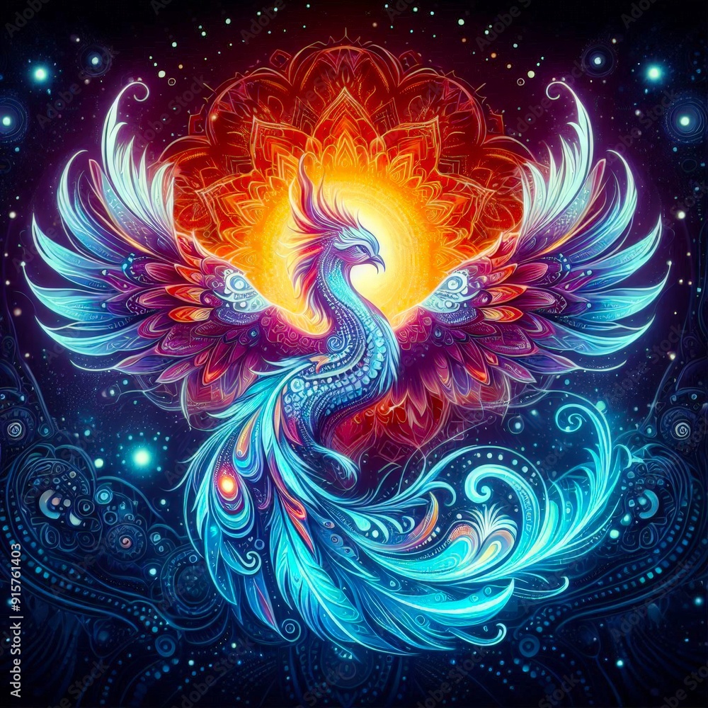 Majestic Phoenix Glowing from Within with UV Reactive Epoxypropyl Finish Majestic Phoenix Glowing from Within with UV Reactive Epoxypropyl Finish