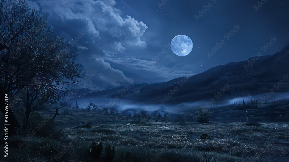 Fototapeta premium Serene Moonlight Landscape