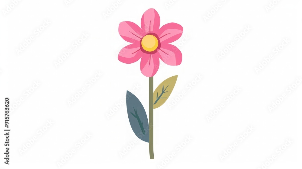 Naklejka premium Pink Flower Illustration - Simple Floral Design