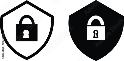 Shield check mark icon. Shield with a checkmark in the middle Protection icon. Security shield protected icon. Vector illustration. line style isolated on white with transparent background.