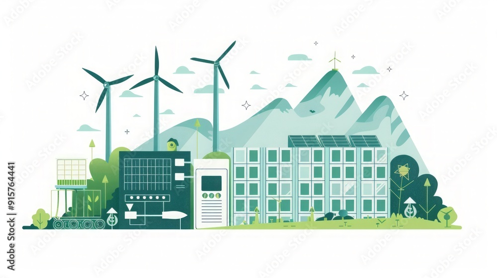 Green Cityscape: Sustainable Living with Wind and Solar Power Green Cityscape: Sustainable Living with Wind and Solar Power