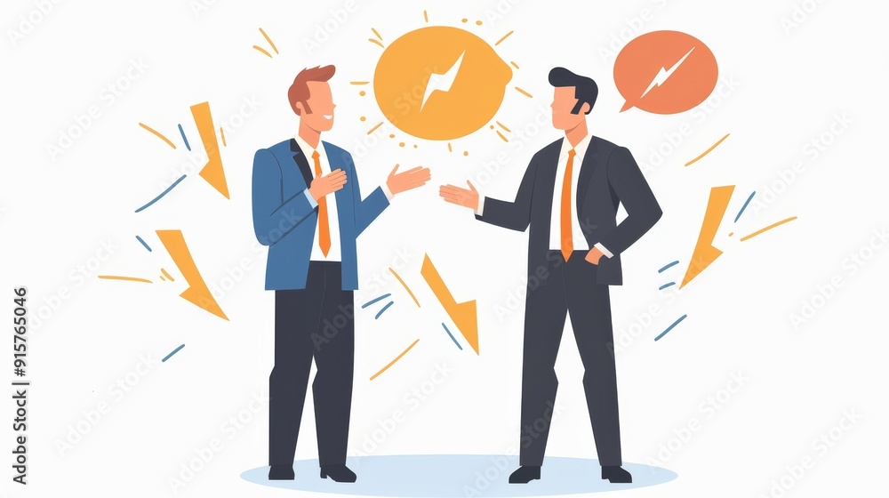 Business Meeting: Two Men Discussing Ideas and Collaboration Business Meeting: Two Men Discussing Ideas and Collaboration