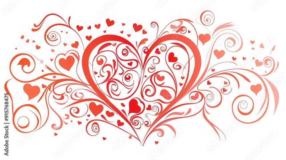 Red Heart Floral Pattern: Valentine's Day Design Red Heart Floral Pattern: Valentine's Day Design