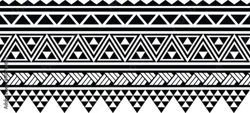 Polynesian pattern tribal tattoo border. Tribal  tattoo geometric fore arm samoan band.Tattoo eps forearm samoan bracelet. Fabric seamless isolated hawaiian pattern on white background.