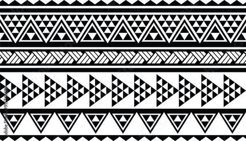 Polynesian pattern tribal tattoo border. Tribal  tattoo geometric fore arm samoan band.Tattoo eps forearm samoan bracelet. Fabric seamless isolated hawaiian pattern on white background.
