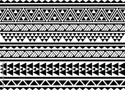 Polynesian pattern tribal tattoo border. Tribal  tattoo geometric fore arm samoan band.Tattoo eps forearm samoan bracelet. Fabric seamless isolated hawaiian pattern on white background.