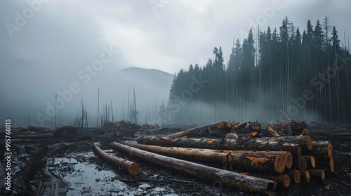 Foggy Forest Logging