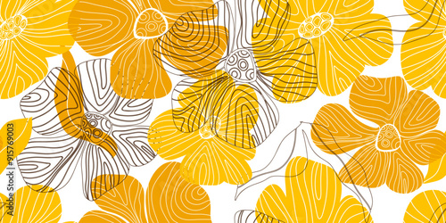 Abstract fantasy flowers motley ornament Asian motifs vector seamless overlapping pattern rapport