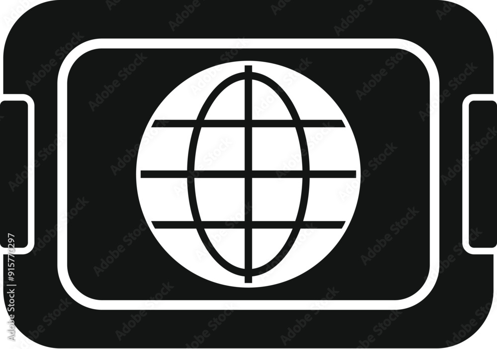 Virtual reality glasses showing globe icon in simple style Virtual reality glasses showing globe icon in simple style