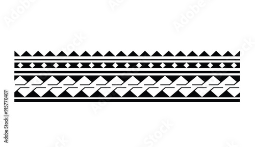 Polynesian hawaiian ethic pattern deoration.Polynesian tattoo band tribal design.