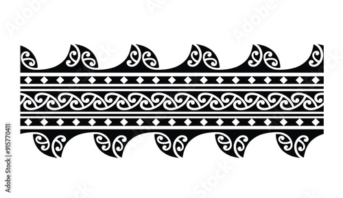 Polynesian hawaiian ethic pattern deoration.Polynesian tattoo band tribal design.