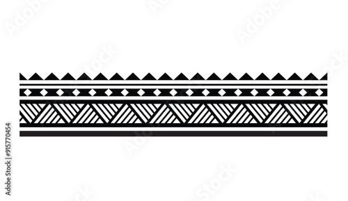 Polynesian pattern tribal tattoo border. Tribal  tattoo geometric fore arm samoan band.Tattoo eps forearm samoan bracelet. Fabric seamless isolated hawaiian pattern on white background.