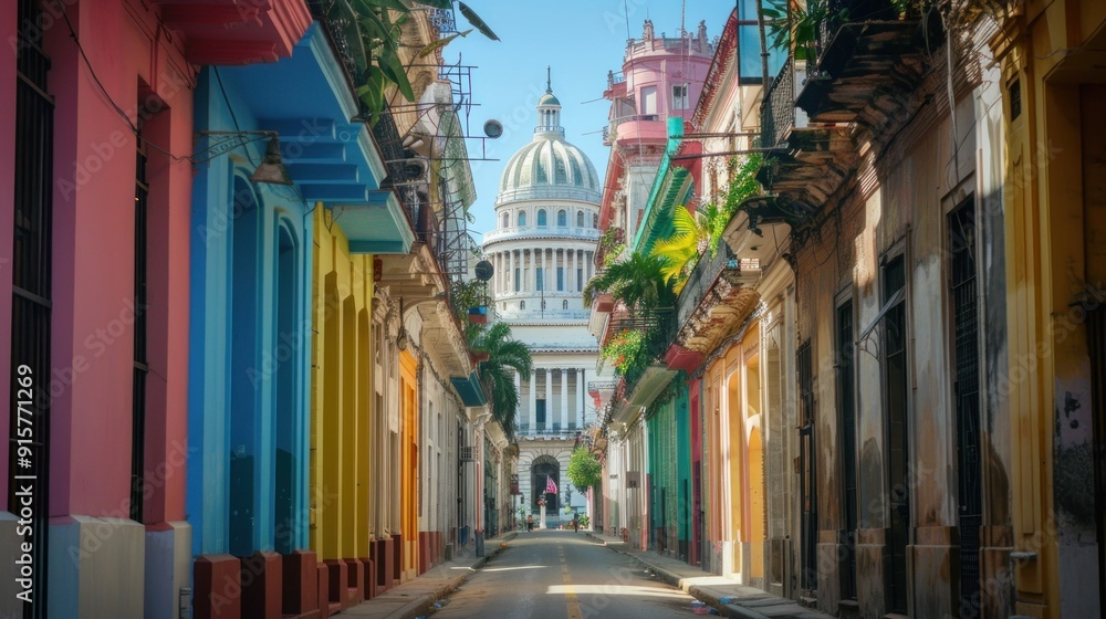 Fototapeta premium Colorful Street in Havana, Cuba