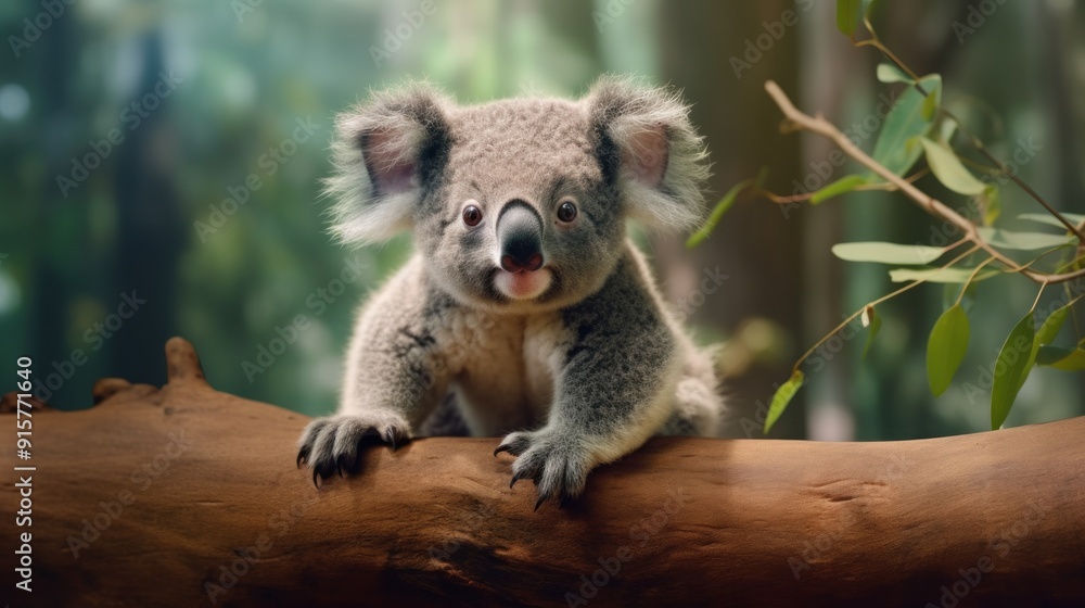 Naklejka premium Cute Koala on a Branch
