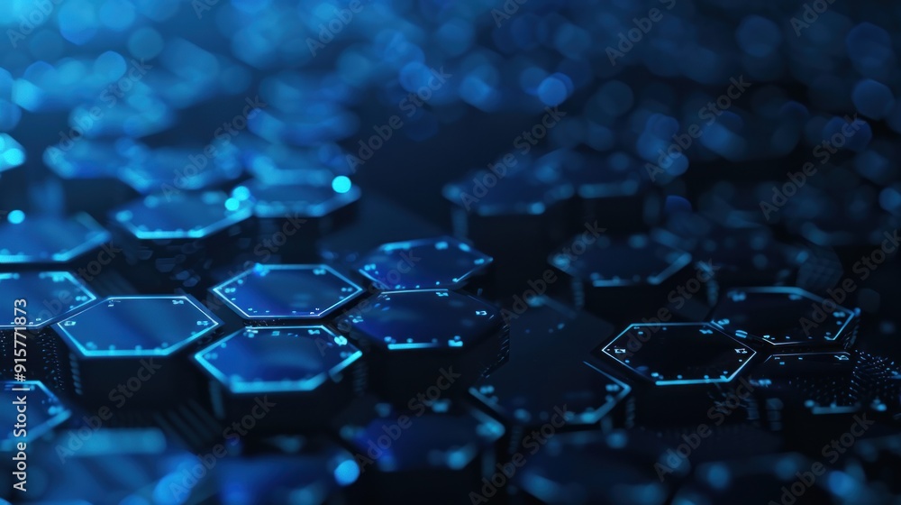 Abstract Hexagon Pattern with Blue Lights Abstract Hexagon Pattern with Blue Lights