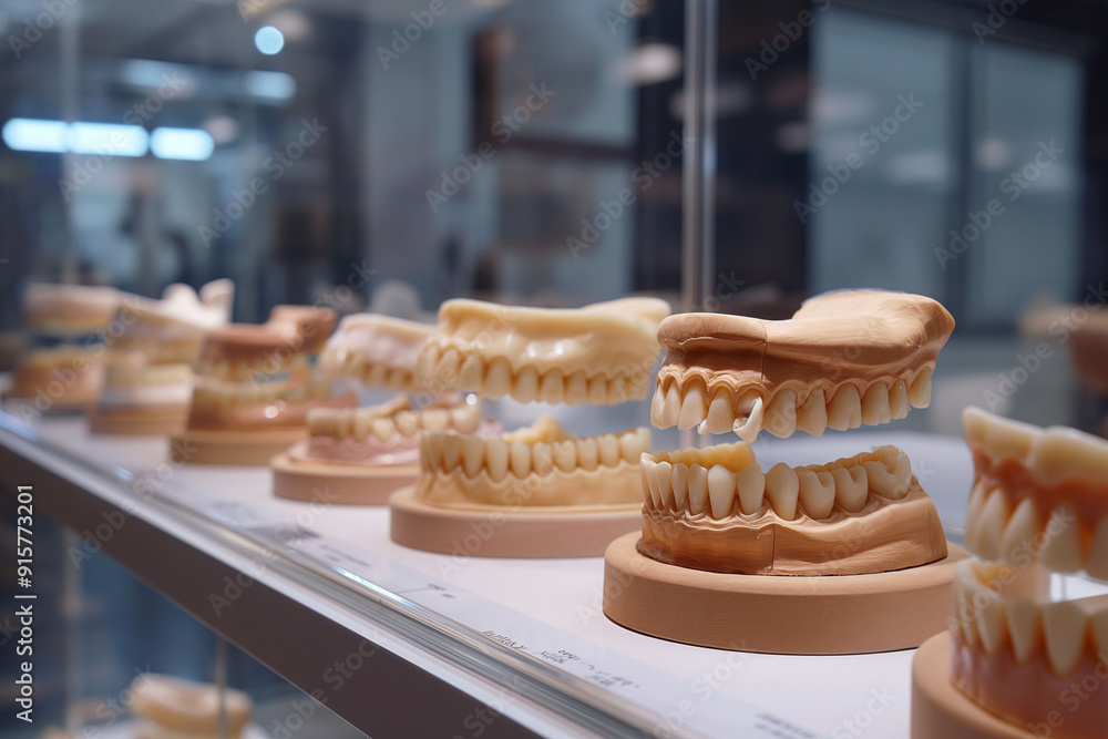 Naklejka premium Jaw. The jaw layout in the office of the dentist of the orthodontist. Healthcare concept and meditzna. Dental hygiene. Oral Care