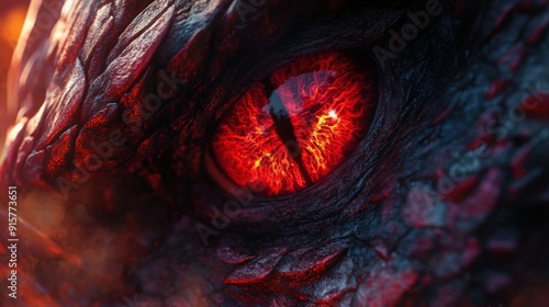 Wallpaper Mural Close-up of a Dragon's Fiery Eye Torontodigital.ca