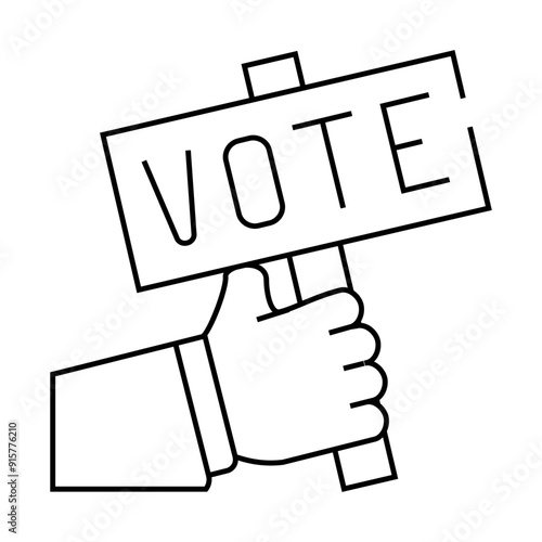 hand holding vote nameplate line icon vector. hand holding vote nameplate sign. isolated contour symbol black illustration