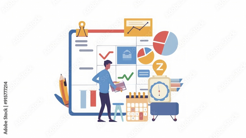 Business Planning & Time Management Illustration Business Planning & Time Management Illustration