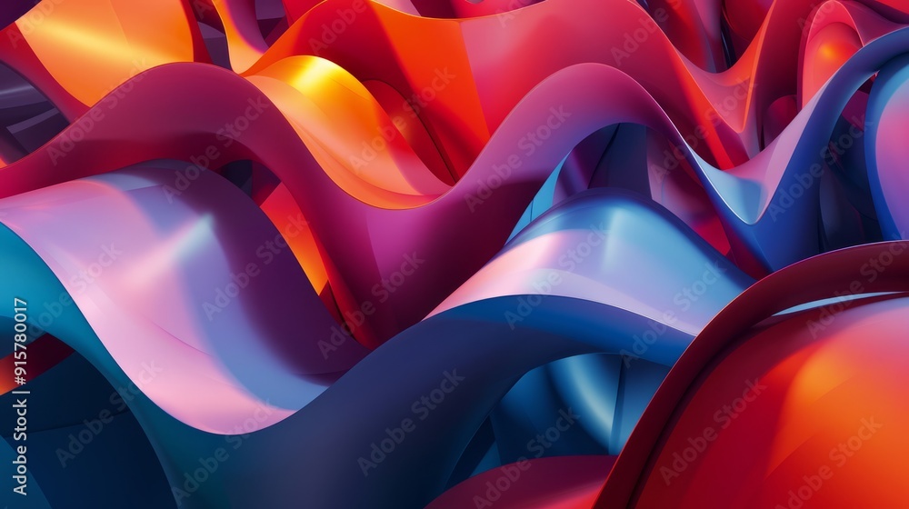 Fototapeta premium Abstract ribbon waves glass shape. Beautiful abstract background. Modern abstract background.