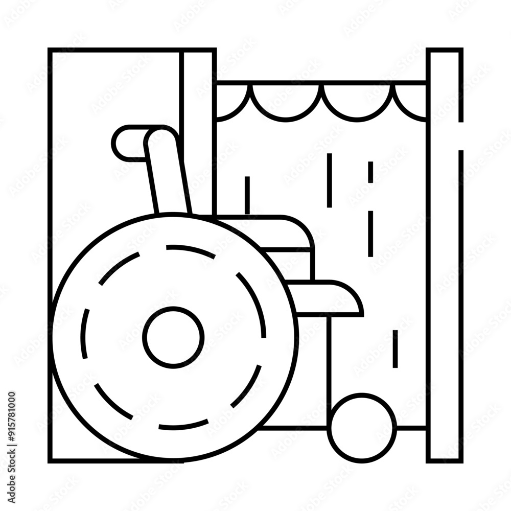 disabled voting booth line icon vector. disabled voting booth sign. isolated contour symbol black illustration