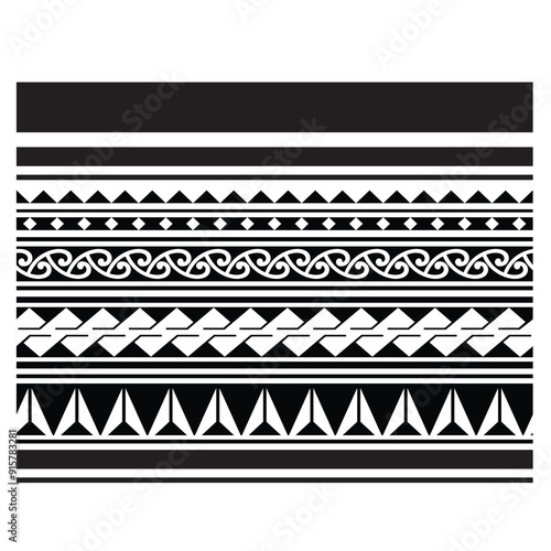 Polynesian hawaiian ethic pattern deoration.Polynesian tattoo band tribal design.