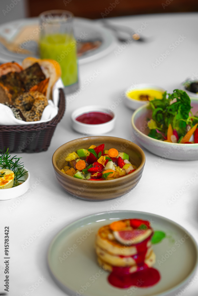 A vibrant and nutritious plate featuring an assortment of fresh vegetables, lean proteins A vibrant and nutritious plate featuring an assortment of fresh vegetables, lean proteins