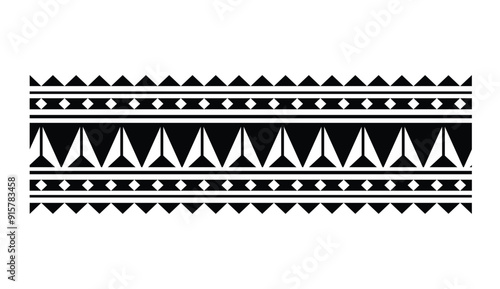 Polynesian hawaiian ethic pattern deoration.Polynesian tattoo band tribal design.