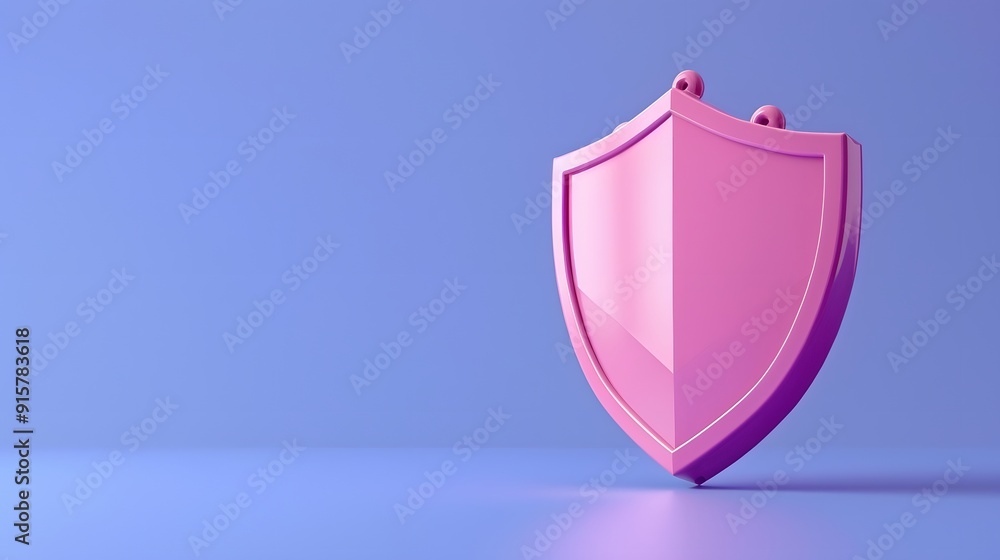 Pink shield on a purple background representing protection and security. Vibrant and modern design with minimalistic style. Pink shield on a purple background representing protection and security. Vibrant and modern design with minimalistic style.