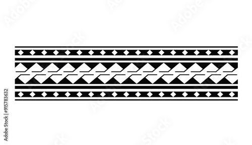 Polynesian hawaiian ethic pattern deoration.Polynesian tattoo band tribal design.