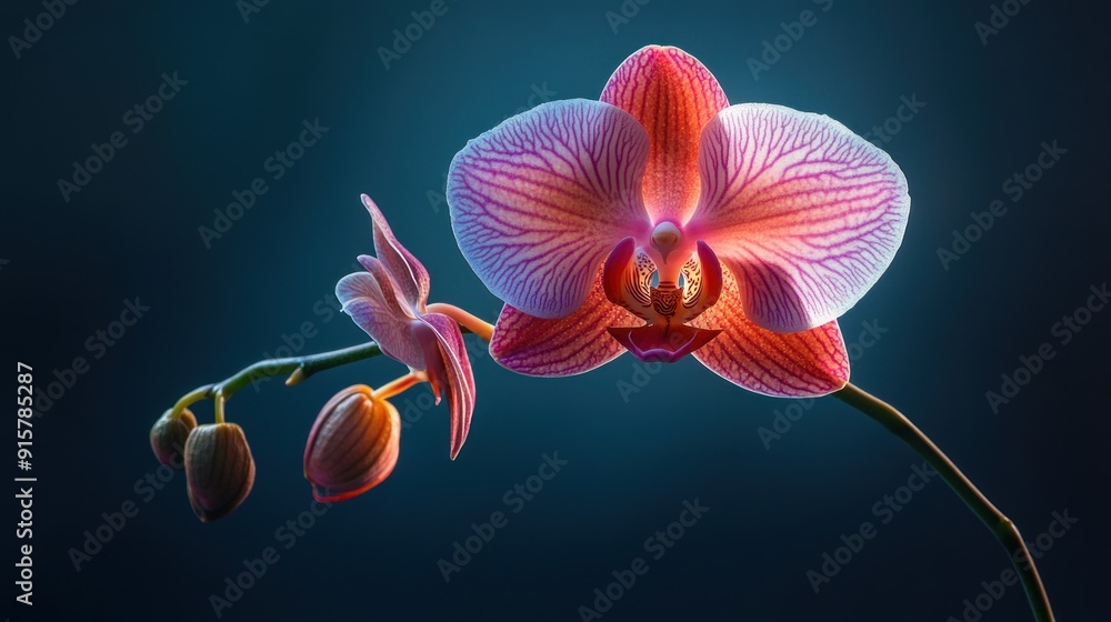 Orchid Flower with Blue Background Orchid Flower with Blue Background