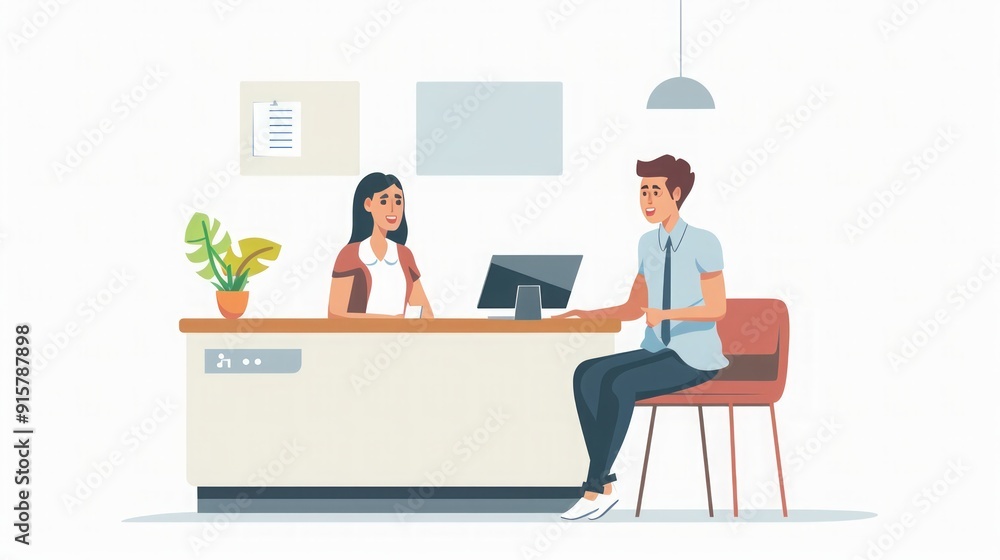 Customer Service: A Businessman Talking to a Receptionist Customer Service: A Businessman Talking to a Receptionist