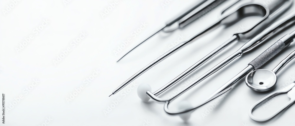 Close-up of stainless steel surgical instruments arranged on a light background, highlighting precision and detail in medical tools. Close-up of stainless steel surgical instruments arranged on a light background, highlighting precision and detail in medical tools.