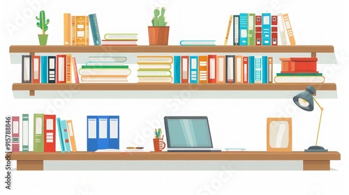 Wallpaper Mural Modern Bookshelf and Desk Workspace Interior Design Torontodigital.ca