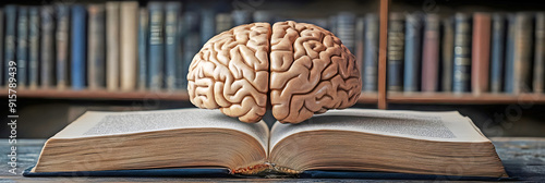  brains on book, ai generated.