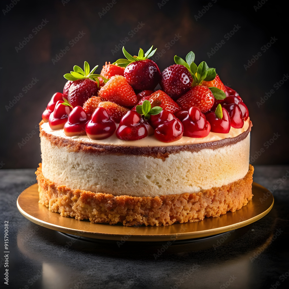 strawberry cake high definition on ight black background strawberry cake high definition on ight black background