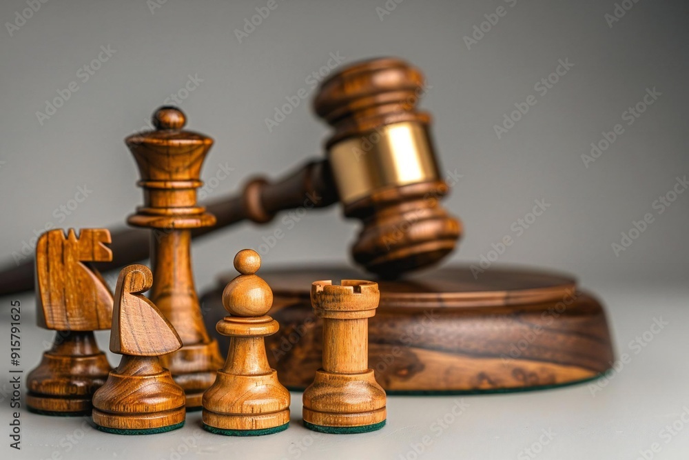 Beautiful wooden pawns in front of gavel and mallet against gray background, symbolizing law, family, child custody, and the complexities of divorce and separation. Beautiful wooden pawns in front of gavel and mallet against gray background, symbolizing law, family, child custody, and the complexities of divorce and separation.