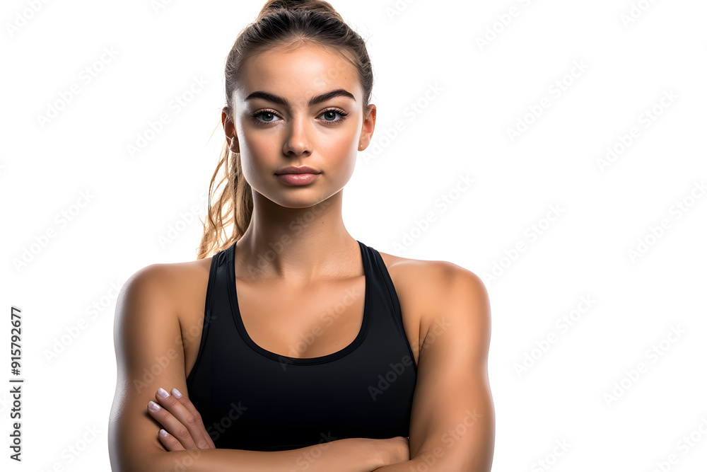 Portrait of Pretty Young Fitness Woman Posing in Sportswear, on a white background Portrait of Pretty Young Fitness Woman Posing in Sportswear, on a white background