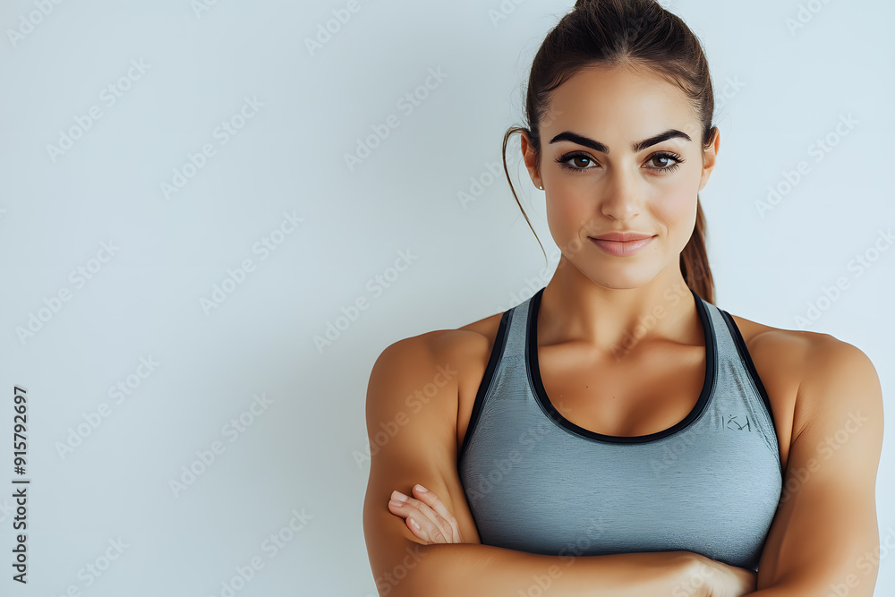 Portrait of Pretty Young Fitness Woman Posing in Sportswear, on a white background Portrait of Pretty Young Fitness Woman Posing in Sportswear, on a white background