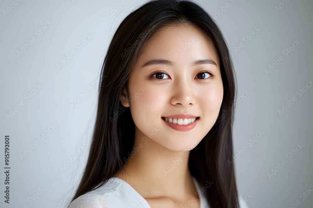 Beautiful young asian woman with clean fresh skin on white background. Face care, Facial treatment concept Beautiful young asian woman with clean fresh skin on white background. Face care, Facial treatment concept