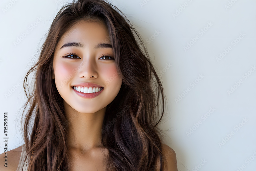 Beautiful young asian woman with clean fresh skin on white background. Face care, Facial treatment concept Beautiful young asian woman with clean fresh skin on white background. Face care, Facial treatment concept