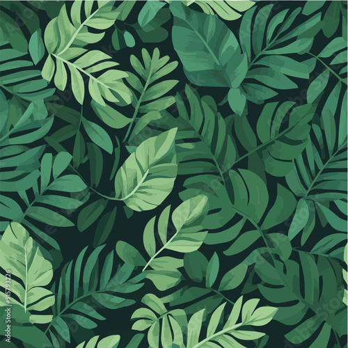 Illustration of abstract Rain Forest Foliage Seamless Pattern