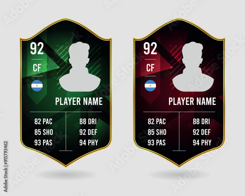 Set of sports news card for soccer or football game, Football player rating card, Soccer individual performance card, Template eps 10.