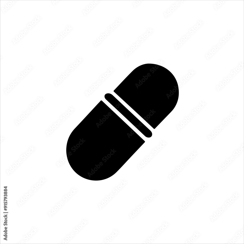 One capsule pill silhouette vector illustration design on white background. One capsule pill silhouette vector illustration design on white background.