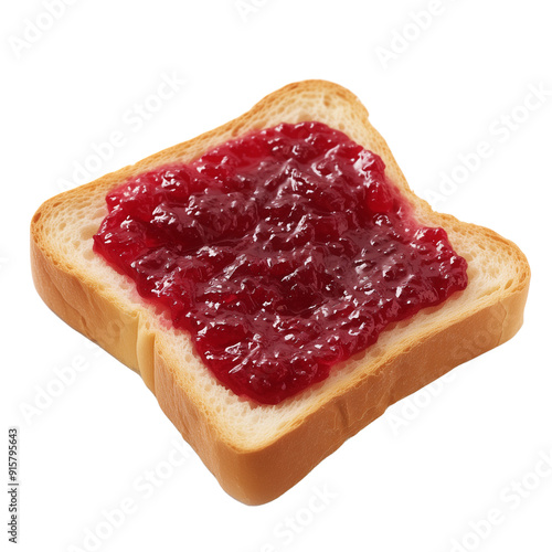 A slice of bread with strawberry jam on it