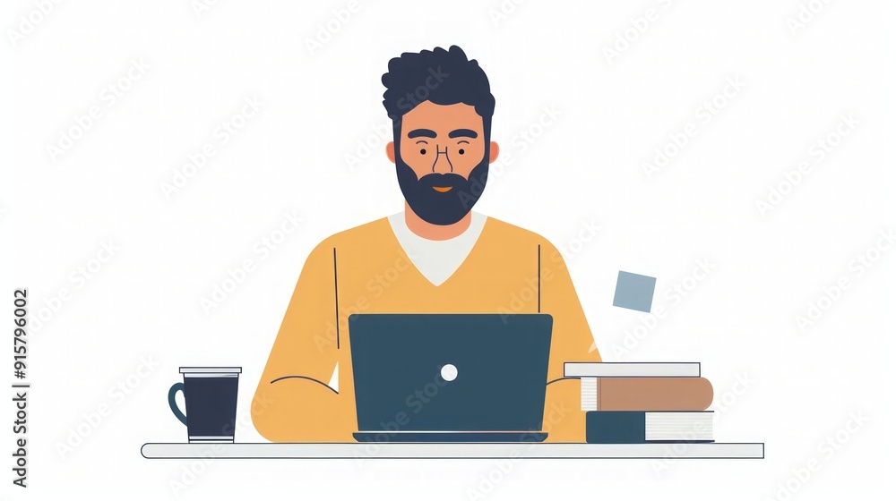 Focused Man Working on Laptop at Desk Focused Man Working on Laptop at Desk